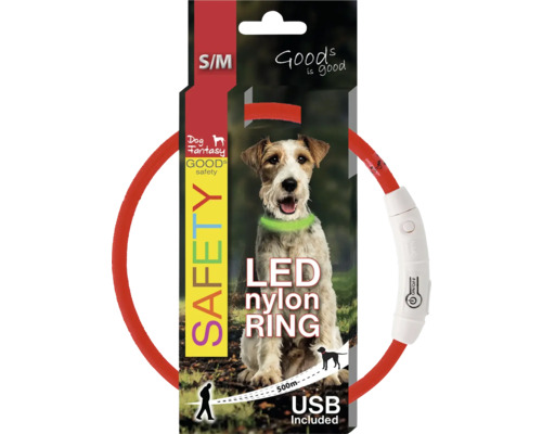 LED nylonový kroužek pro psy, velikost S/M, s USB připojením