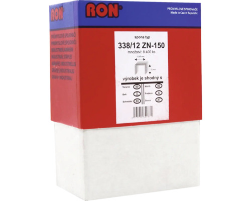 RON Spony typ 338/12 ZN-150, balení 8400 kusů pro průmyslové aplikace