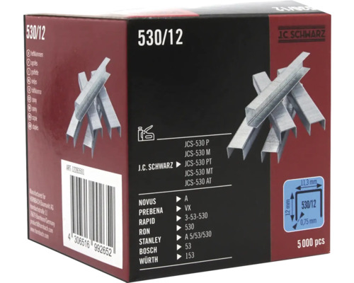Balení sponek J.C. Schwarz 530/12, 5000 kusů