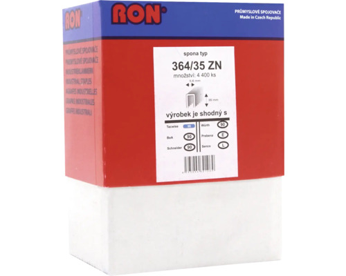 Logo RON. Balení sponek typ 364/35 ZN, 4400 kusů