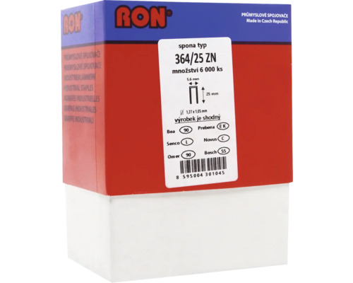 Balení sponek RON typ 364/25 ZN, 6000 kusů