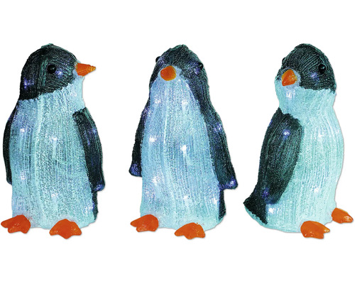 Tři dekorativní tučňáci s osvětlením
