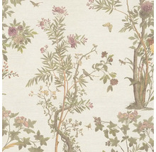 Tapeta s květinovým vzorem stromů, květin, ptáků a hmyzu