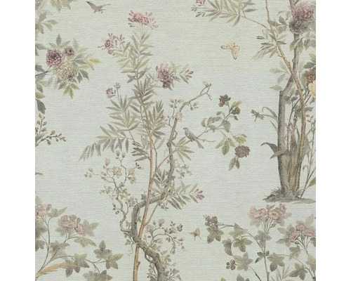 Vliesová tapeta History of Art 790435 Natur hnědá zelená 10,05 x 0,53 m Tapeta s květinovými, stromovými a ptačími motivy