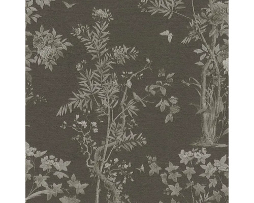 Vliesová tapeta History of Art 790436 Natur hnědá černá 10,05 x 0,53 m Tapeta s květinovým vzorem, rostlinami, motýly a ptáky