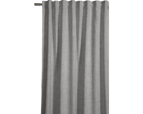 Šedý závěs se skládaným zavěšením na záclonové tyči