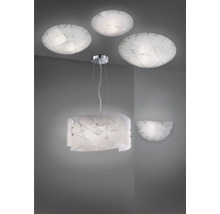 Různé lampy s geometrickým designem, včetně stropních, závěsných a nástěnných svítidel.