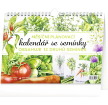 Měsíční plánovací kalendář se semínky, obsahuje 12 druhů semínek