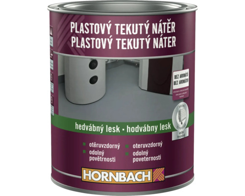 Plastový tekutý nátěr HORNBACH RAL 7016 antracitově šedá 750 ml Kbelík s barvou s tekutým plastovým povlakem a logem Hornbach
