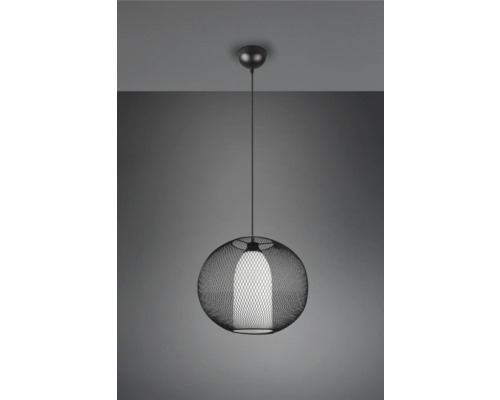 Závěsné svítidlo s kulovitým stínidlem z kovové mřížky