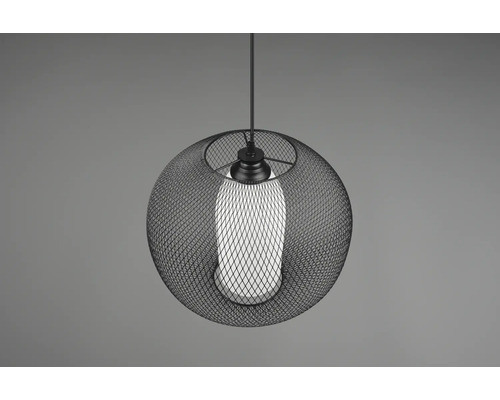 Kovové závěsné svítidlo s kulovitým drátěným stínidlem