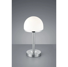 Stolní lampa s půlkulatým, opálovým skleněným krytem a kovovou základnou