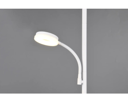Bílá stojací lampa s flexibilním krkem pro vnitřní použití