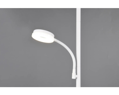 Bílá stojací lampa s kulatým LED světlem