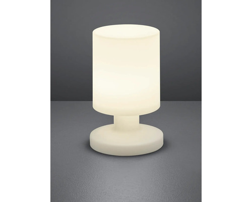 Stolní lampa s válcovým stínidlem a kulatou základnou