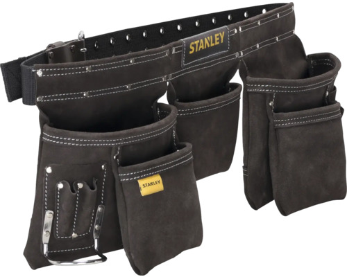Kožený opasek na nářadí Stanley s několika kapsami