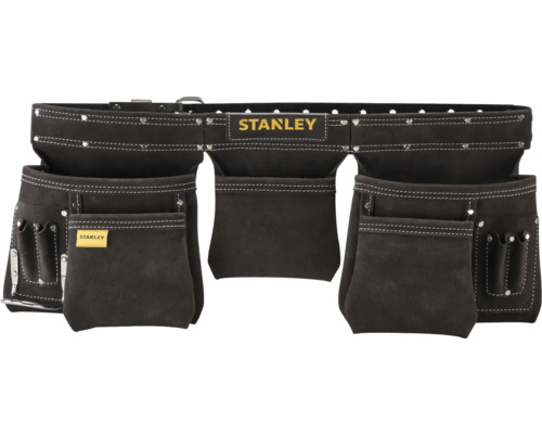 Kožený opasek na nářadí Stanley s několika kapsami a držáky