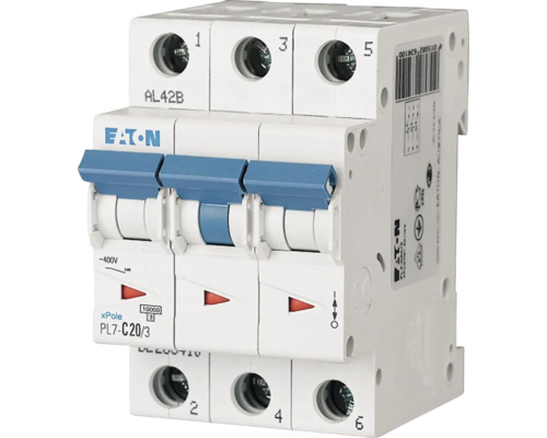 Jistič EATON 263390 PL7, 3P, B, 20A, 10kA Jistič Eaton