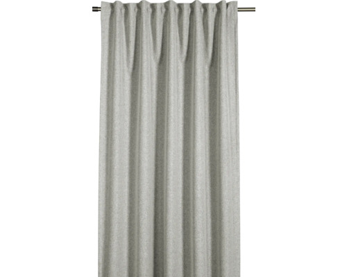 Šedý závěs s řasicí stuhou na tyči
