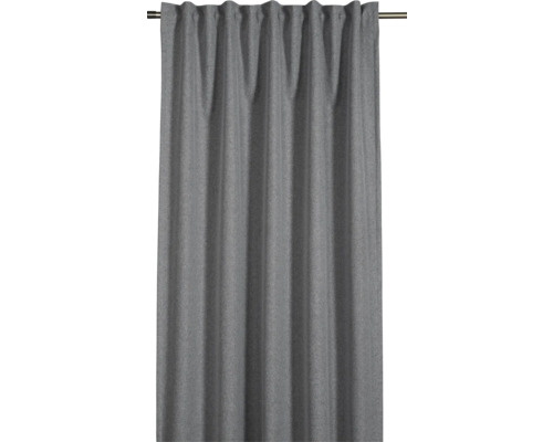 Šedý závěs se skrytou páskou na závěsové tyči