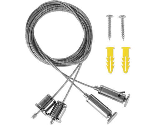 Závěsná sada s ocelovým lanem, šrouby a hmoždinkami