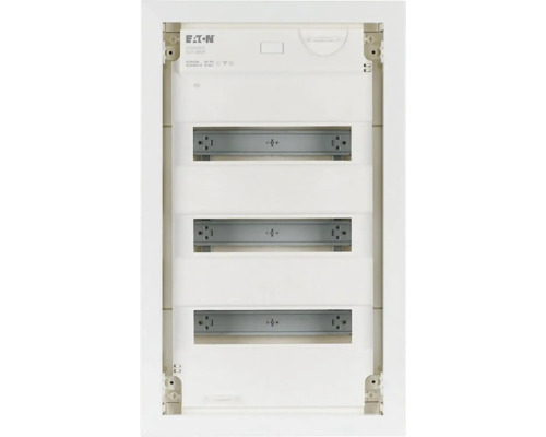 Rozvodná skříň pod omítku IP30 EATON 360 x 590 x 100 mm trojřadá 42 modulů bílá Logo Eaton, rozvodná skříň s několika modulárními montážními lištami