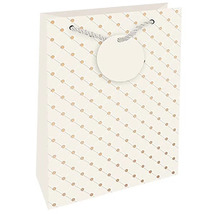 Dárková taška s puntíkovaným vzorem a přívěskem