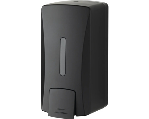 Černý dávkovač mýdla pro montáž na stěnu