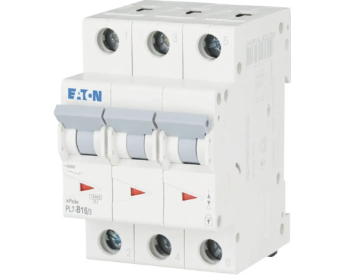 Jistič Eaton typu B, 3P, 16A, 10kA Třípólový jistič Eaton