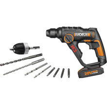 Akumulátorové vrtací kladivo se sadou vrtáků a bitů