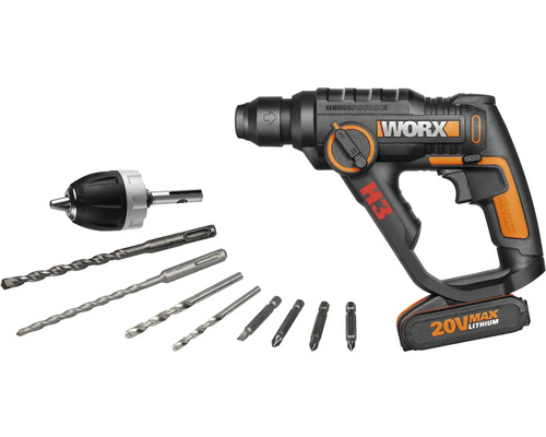 Akumulátorové vrtací kladivo se sadou vrtáků a bitů