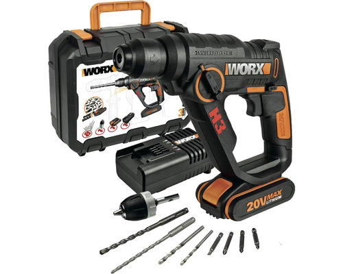 Kladivo WORX s vrtací sadou, baterií, nabíječkou a pouzdrem