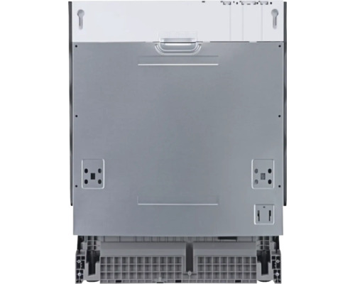 Pohled zezadu na myčku nádobí s detaily přípojek a montážních bodů