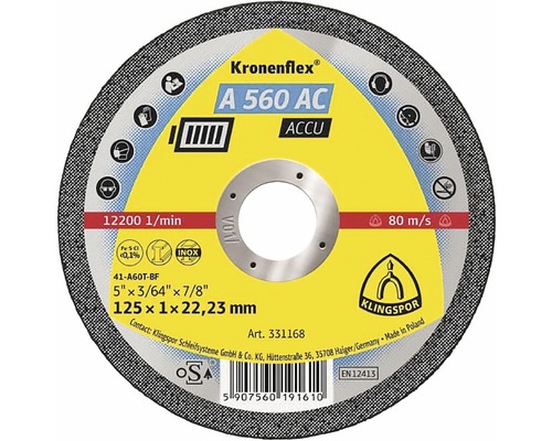 Řezný kotouč s označením Kronenflex A 560 AC ACCU