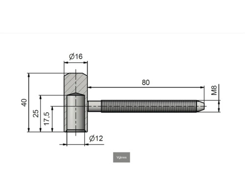 Technický výkres šroubu s rozměry
