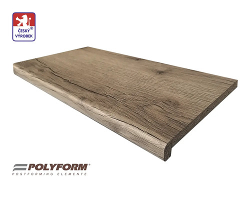 Parapet vnitřní na míru s nosem 250 x 500 - 3999 mm dub zlatý (ZBOŽÍ NA OBJEDNÁVKU) Polyform postformingový prvek s dřevěnou strukturou