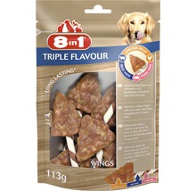 8in1 Triple Flavour Wings, psí svačina s hovězí, vepřovou a kuřecí příchutí, 113 gramů