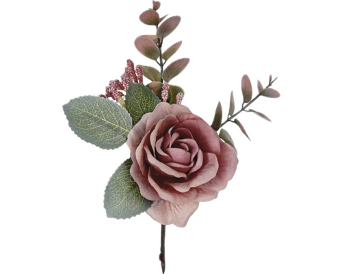 Umělá růže s listy a větvemi jako dekorace