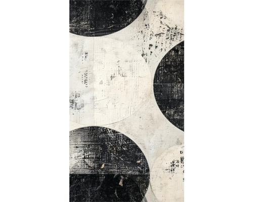 Abstraktní umění s kruhovým vzorem v černé a bílé barvě