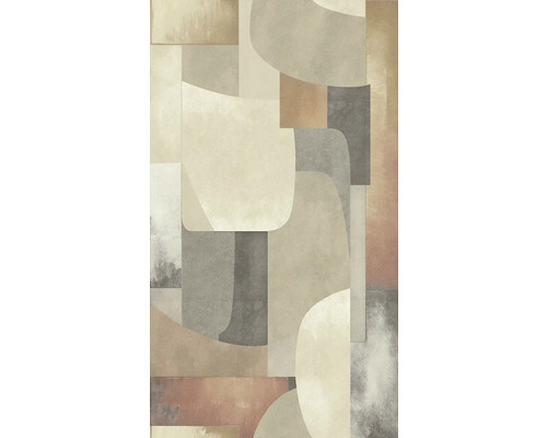 Tapeta s abstraktním vzorem tvarů v béžové a hnědé barvě