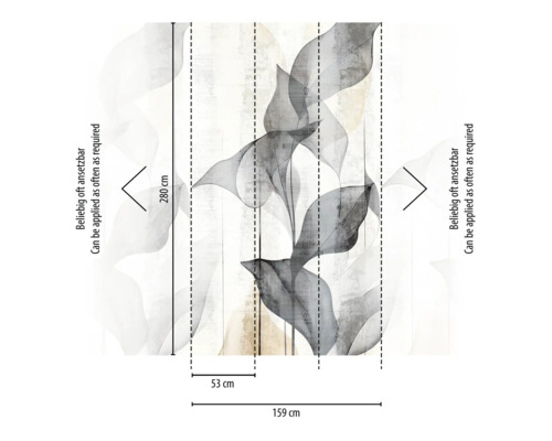 Ilustrace tapety s rostlinným motivem a rozměry