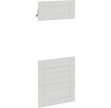 Dvoje bílá nábytková dvířka s lamelovou strukturou