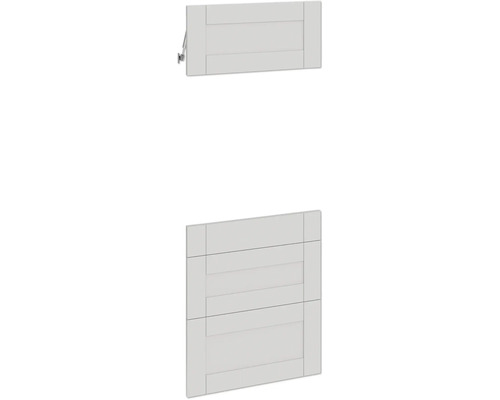 Dvoje bílá nábytková dvířka s lamelovou strukturou