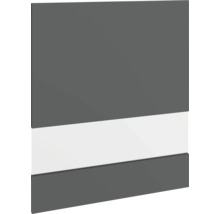 Šedá čelní strana nábytku s bílým akcentním pruhem