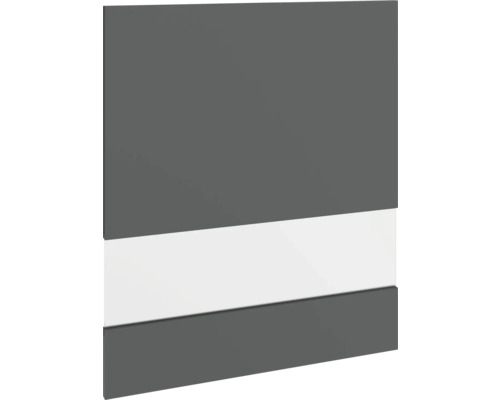 Šedá čelní strana nábytku s bílým akcentním pruhem