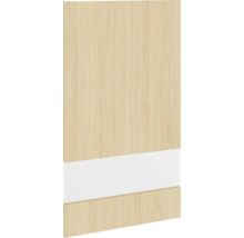 Dvířka skříně s dřevěnou strukturou a bílou vložkou