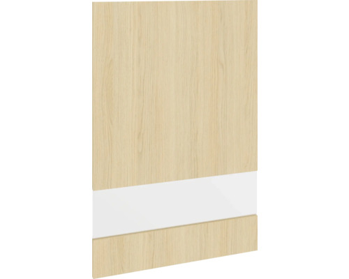 Nábytková dvířka s dřevěným vzhledem a skleněnou vložkou