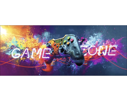 Skleněný obraz Game Zone 50x125cm Pozadí herní zóny s herním ovladačem