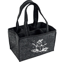 Filcový nákupní košík s přihrádkami a motivem sněhuláka