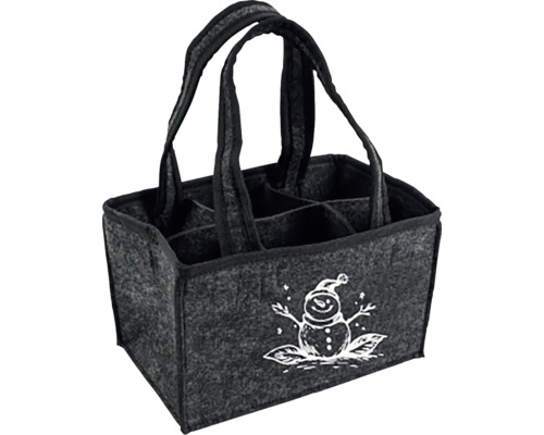Filcový nákupní košík s přihrádkami a motivem sněhuláka